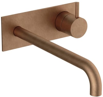 Hotbath Cobber CB106EXT25 afbouwdeel inbouw wastafelkraan met achterplaat en 25cm uitloop verouderd messing