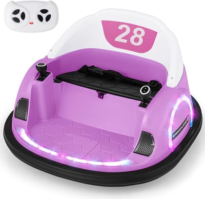 COSTWAY Autoscooter voor kinderen, 12 V, met afstandsbediening, elektrische bumper auto met 360° rotatie, bluetooth, muziek en licht, elektrische auto voor peuters vanaf 18 maanden, roze