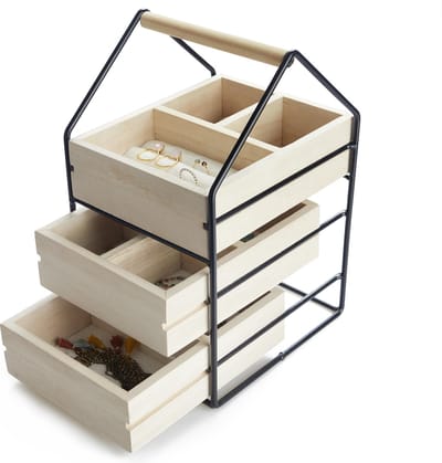 Balvi Sieradendoosje Dames 30 X 19,5 X 17 Cm Hout Naturel/zwart