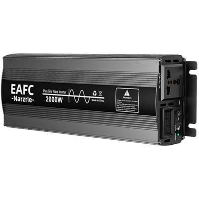 EAFC 2000W pure-sine-golfstroomomvormer (piek 2000W / nominaal 1000W) – 12V DC naar 220V AC-omvormer met digitaal display, slimme koelventilator en