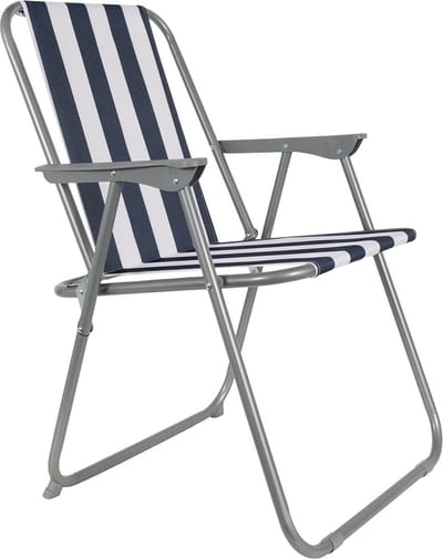 EASTWALL Opvouwbare Kampeerstoel - Multifunctionele Vouwstoel - Max 100 kg - Campingstoel - Zitbreedte 43 cm - Tuinstoel Inklapbaar - Klapstoel -Strandstoel - Visstoel - Blauw/wit