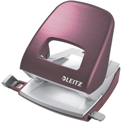 Leitz Style Metalen Kantoor Perforator - Perforeert Tot 30 Vel - Voor Mappen En Ringbanden - Ideaal Voor Thuiskantoor - Granaat Rood