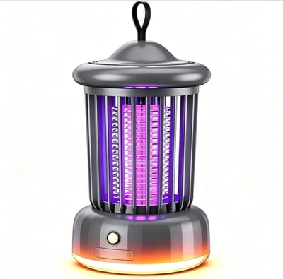 Muggenlamp - 2026 Upgrade Insectendoder met Nachtlampje - Elektrische Muggenvanger voor Binnen en Buiten - Draadloze Oplaadbare Vliegenlamp voor Camping en Tuin - Krachtige UV Muggenverdelger - Veilig en Efficiënt