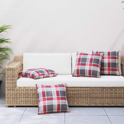 vidaXL - Bankkussens - 4 - stuks - Rood - Geruit - Patroon - 60x60 - cm - Stof
