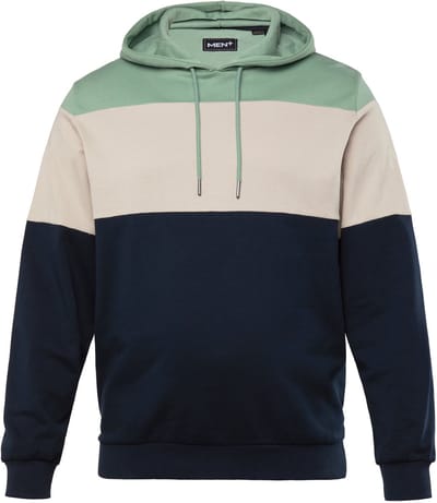Men Plus - Heren - Hoodie sweater met capuchon colorblocking - Navy blauw - Maat L