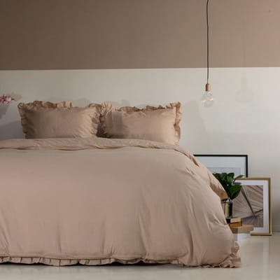 Y-NOT - Ruffles - Dekbedovertrek - Microvezel - Lits Jumeaux - 240x200/220 cm - Nude/Zand