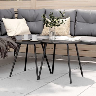 Tuinsalontafel Set - Buiten tafels - Ontspannen buiten - Gepoedercoat staal - 2 stuks - Zwart