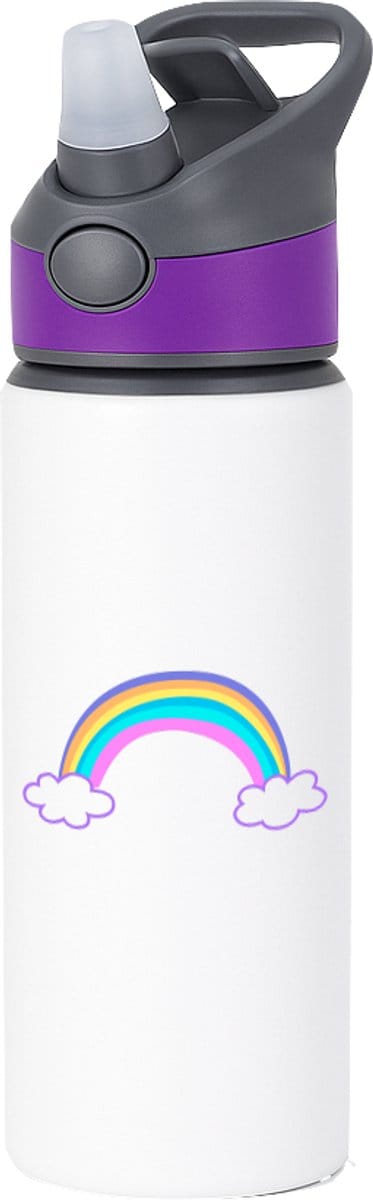 Hacebo® - Regenboog waterfles met rietje paars - Lgbt - Pride liefhebbers - equity - pride - water fles - 650ML