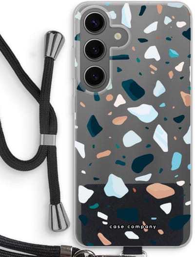 Case Company® - Hoesje met koord geschikt voor Samsung Galaxy S24 hoesje met Koord - Terrazzo N°13 - Telefoonhoesje met Zwart Koord - Bescherming aan alle Kanten en Over de Schermrand