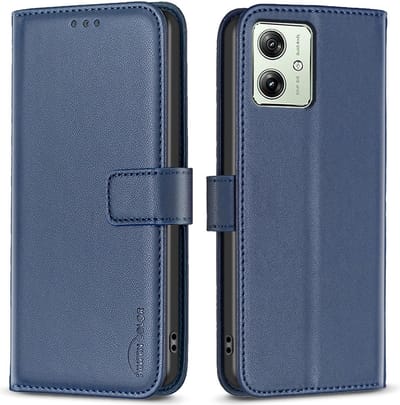 BINFEN Hoesje - Geschikt voor Motorola Moto G54 Hoesje - BINFEN Color Book Case - Blauw