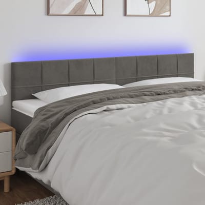 vidaXL - Hoofdbord - LED - 160x5x78/88 - cm - fluweel - donkergrijs