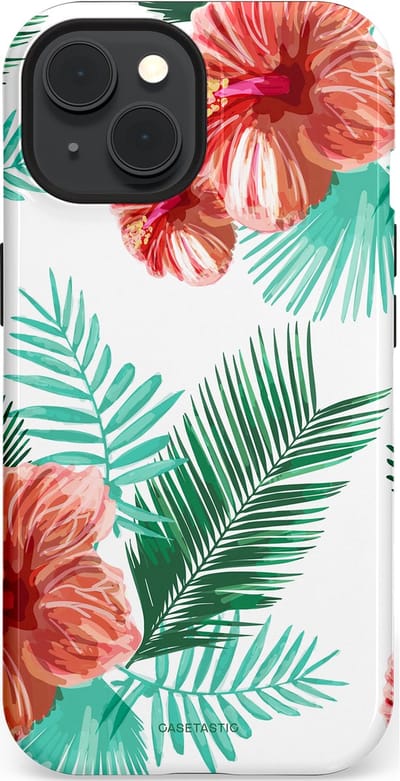 Casetastic Hoesje Geschikt voor Apple iPhone 15 Magsafe - Stijlvolle Beschermende Duo-layer Case - Exotisch Roze Flora