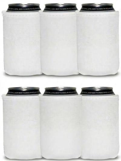 EIZOOK 6 stuks bier - frisdrank blik koelhoud hoesjes in WIT | bierblik hoesjes | Festival | Vakantie | Strand | Carnaval