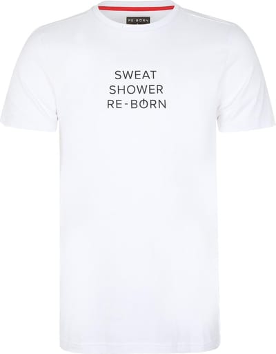 Re-Born Slogan T-shirt Sweat Korte Mouw Unisex - Wit - Maat S