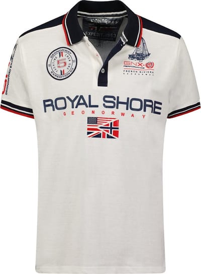 Polo Shirt Heren Wit Geographical Norway Royal Shore Kamacho - M