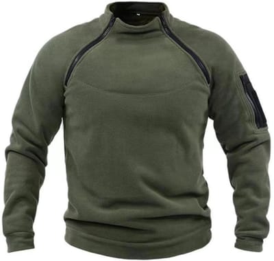 Somstyle Outdoor Fleece Trui Heren - Maat S - Thermo Kleding - Sweater Mannen - Legergroen