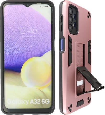 Hoesje met Magnetic Stand Hard Case Geschikt voor de Samsung Galaxy A32 5G - Stand Shockproof Telefoonhoesje - Grip Stand Back Cover - Roze