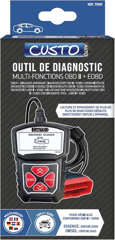 OBD2 Scanner Voor Auto Diagnostiek Meertalig Zwart