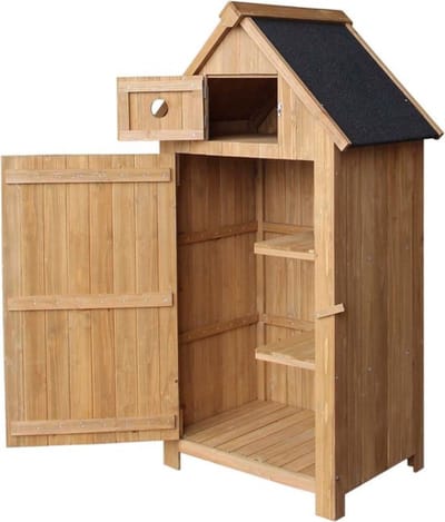 Thuys - Tuinkasten voor Buiten - Tuinberging - 80x55x140cm - Bruin met Zwart dak