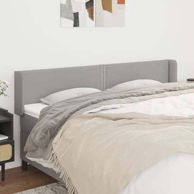 vidaXL - Hoofdbord - met - randen - 183x16x78/88 - cm - stof - lichtgrijs