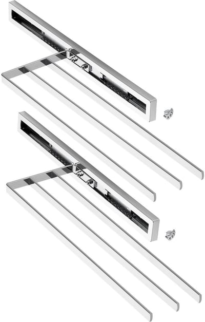 2 stuks SOTECH handdoekhouder ELEGANCE chroom 3-arm 415 mm ingestoken, 715 mm uitgeschoven handdoekhouder