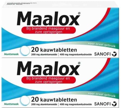 Maalox Kauwtabletten Muntsmaak - 2 x 20 tabletten