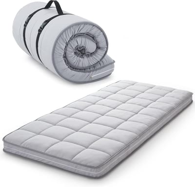 Slaapmatras Topper met Gel Traagschuim en Wasbare Hoes - Oprolbaar en Draagbaar Slaapkussen voor Kinderbed en Eenpersoonsbed (75 x 30 x 10 cm)