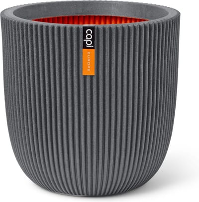 Capi Europe - Bloempot bol Groove NL - 35x34 - Donkergrijs - Opening Ø29 - Bloempot voor binnen en buiten - Levenslang garantie - Breukbestendig - 100% Recyclebaar - CO2 Neutraal geproduceerd - KGVDG932
