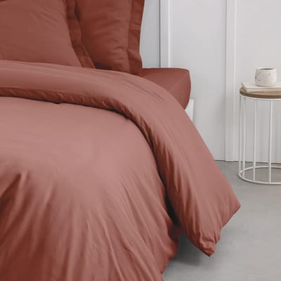 Dekbedovertrek 240 x 260 cm, voor tweepersoonsbed, katoen, terracotta