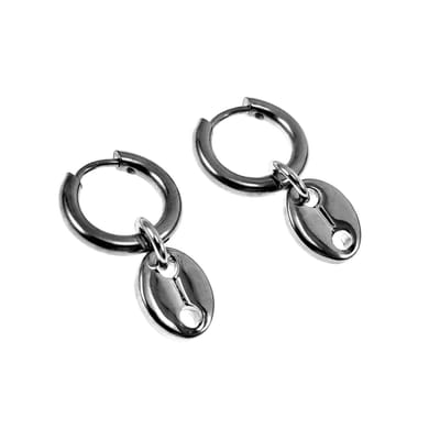 ∅15mm Oorringen Dames - Gepolijst RVS - Oorbellen met Koffieschakelhanger - Lange Oorbellen
