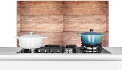Spatscherm keuken 100x50 cm - Kookplaat achterwand Eikenhout - Planken - Patronen - Muurbeschermer - Spatwand fornuis - Hoogwaardig aluminium