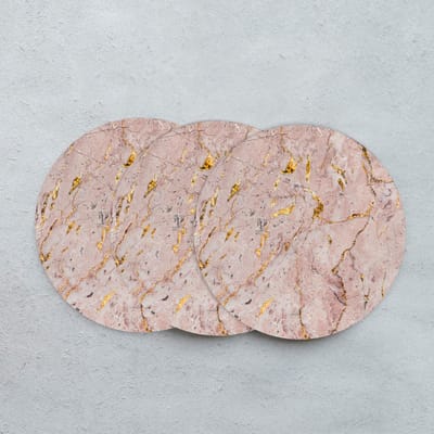 GR onderzetters voor glazen - Marble Old Pink - Vinyl - 6st