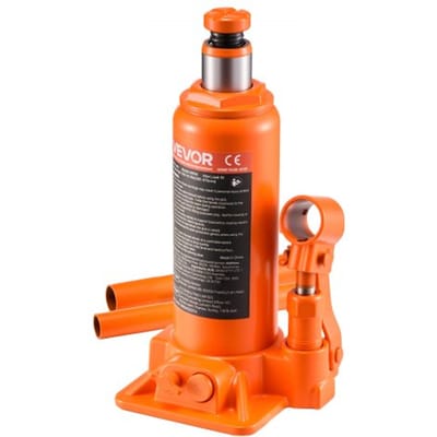 VEVOR hydraulische fleskrik met 6 t capaciteit, 195-375 mm hefbereik, fleskrik met lassysteem voor auto-pick-up SUV autoreparatie, fleskrik oranje autokrik zwaar