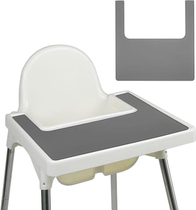 Siliconen Placemat voor Kinderen en Baby's, Duurzaam Tafeldecor voor Hoge Stoelen, BPA-vrij en Makkelijk Schoon te Maken, Ideaal voor Thuis en Op Reis (Grijs)