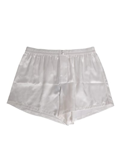 Dolce & Gabbana Witte Zijde Satijnen Elastische Herenshort zwemkleding