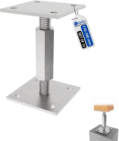 GEZU IMPEX Paalhouder Hoogte Verstelbare Gegalvaniseerd Set van 12 70 x 70 mm paaldragers paalsteun paalvoet