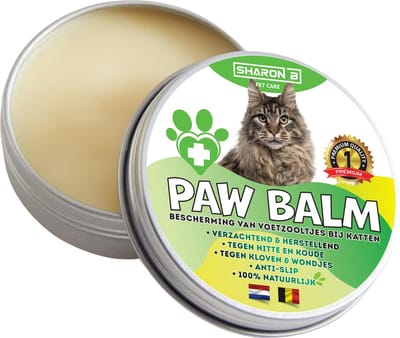 Sharon B - Paw Balm - Katten Langharig - Potenbalsem Kat, Beschermt Voetzooltjes tegen Kloven, Wondjes, Ontstekingen - Antislip - 60 ml - 1 Stuk