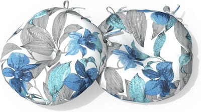 Set van 2 Ronde Tuinstoelkussens Buiten - Waterafstotend - 38x38x10 cm - Blauw