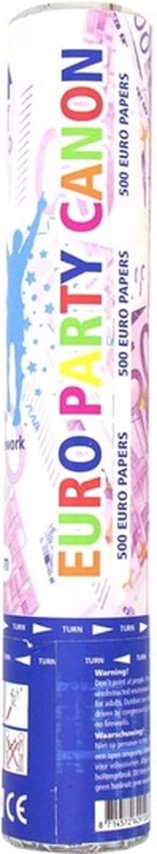 Folat confetti kanon 500 euro briefjes - 28 cm - confetti shooter - feestartikelen