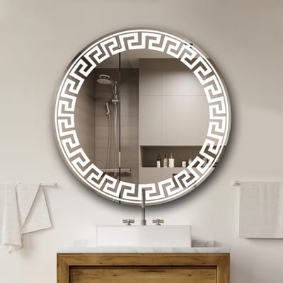Igoods Badkamerspiegel - Aluminium Badkamerspiegel met LED-verlichting - Wandspiegel - Make-up Spiegel - Rond - 70cm