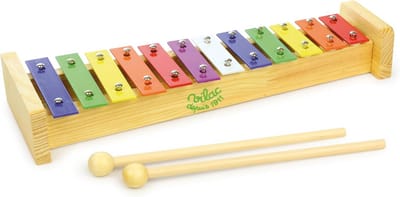Houten xylofoon - Muziekinstrument kind - Muziek maken - 12 gekleurde toetsen - 35 cm lengte - Multicolor