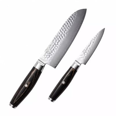 Yaxell KETU – 2-delige Messenset – Santokumes 16,5 cm & Schilmes 10 cm – SG2 Staal – Tsuchime Finish