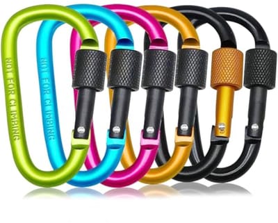 6 D-Ring Vergrendelende Karabijnhaken - Aluminium Veerhaak voor Outdoor Activiteiten
