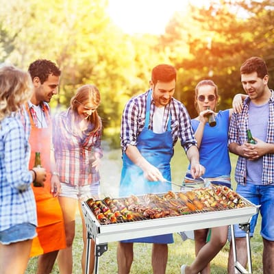 Houtskoolbarbecue, campinggrill, houtskool, opvouwbare grill, draagbare grill, voor camping, tuin, picknick, feest, 73 x 33 x 71 cm, voor 5-10 personen