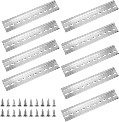 10 stuks DIN-rail 200 mm lang, aluminium rails voor elektrische schakelkasten, verdelerkast, railmontage, 35 mm breed/7,5 mm hoog, geschikt voor installatie en bedrading