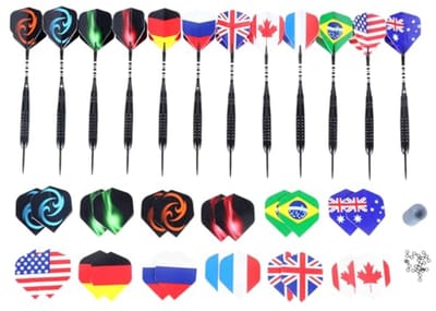 Professionele Dartpijlen Set - 12 Stuks 22 Gram Steeldarts met Metalen Punt en Aluminium Schacht