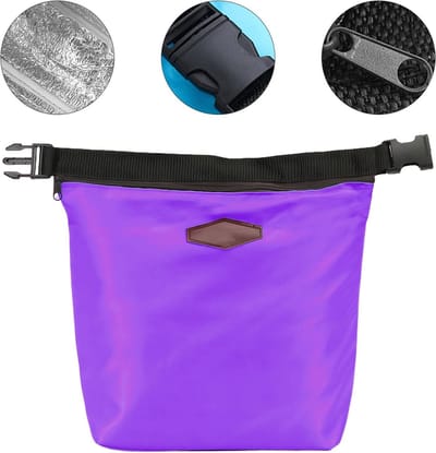 Thermische Koeltas voor Lunch en Picknick, Draagbare Koeltas met Rits, Blauw en Paars