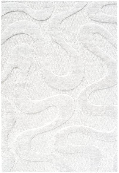 Rugsman Osaka 013.007.6191 Vloerkleed - 160 x 230 cm - Wit - Rechthoekig - Polyester - Woonkamer - Abstract - Shaggy - Hoogpolig, Scandinavisch