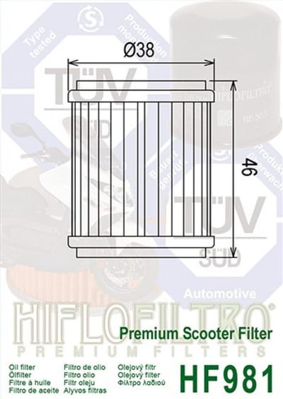 hiflofiltro oliefilter voor yamaha 125 x-max scooter 2014 tot 2017 hf981 5yp-e3440-00 38b-e3440 nieuw