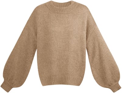 Oversized Nylon Gebreide Trui met Ontspannen Silhouet - Beige - Maat S/M